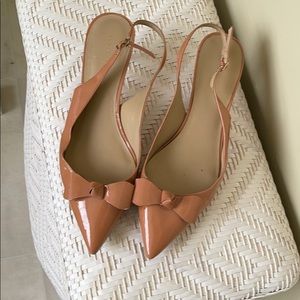 Ann Taylor Apricot Kitten heels with bow